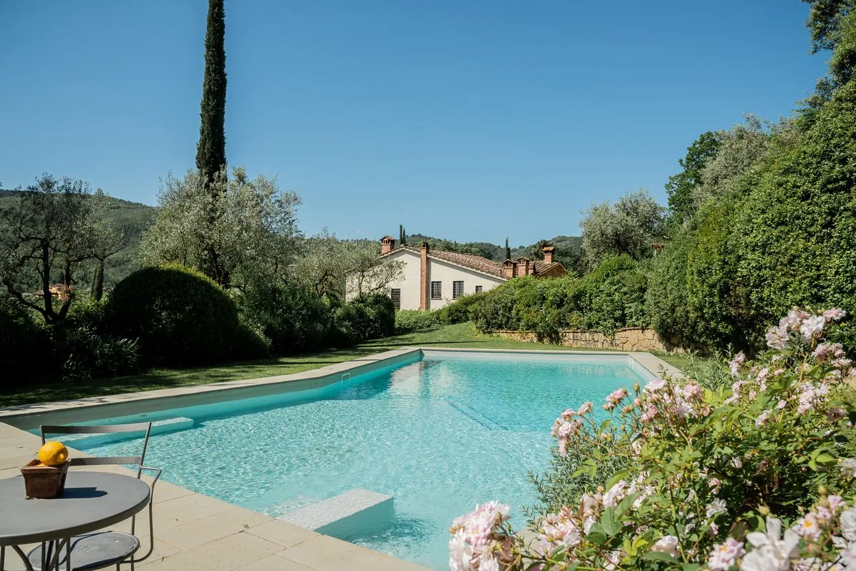 Private villa pool at Il Podere di Toscana Pistoia Tuscany