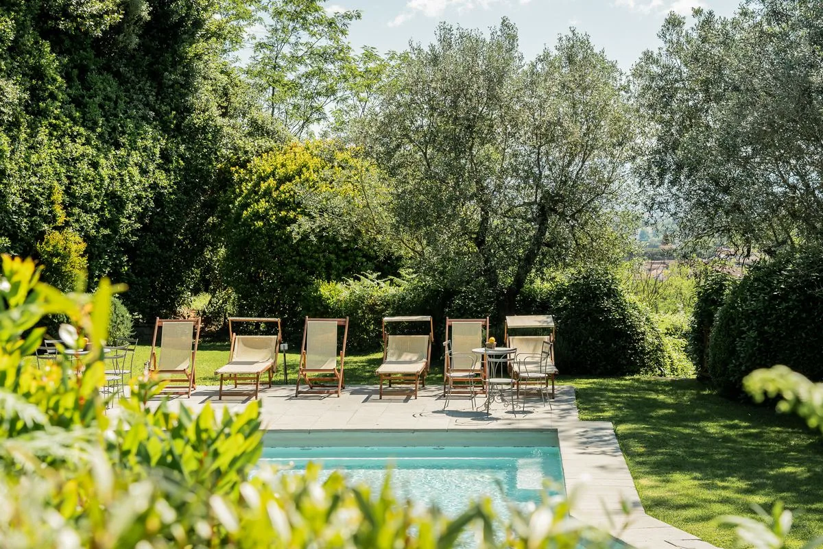 Private pool and garden at Il Podere di Toscana villa Pistoia